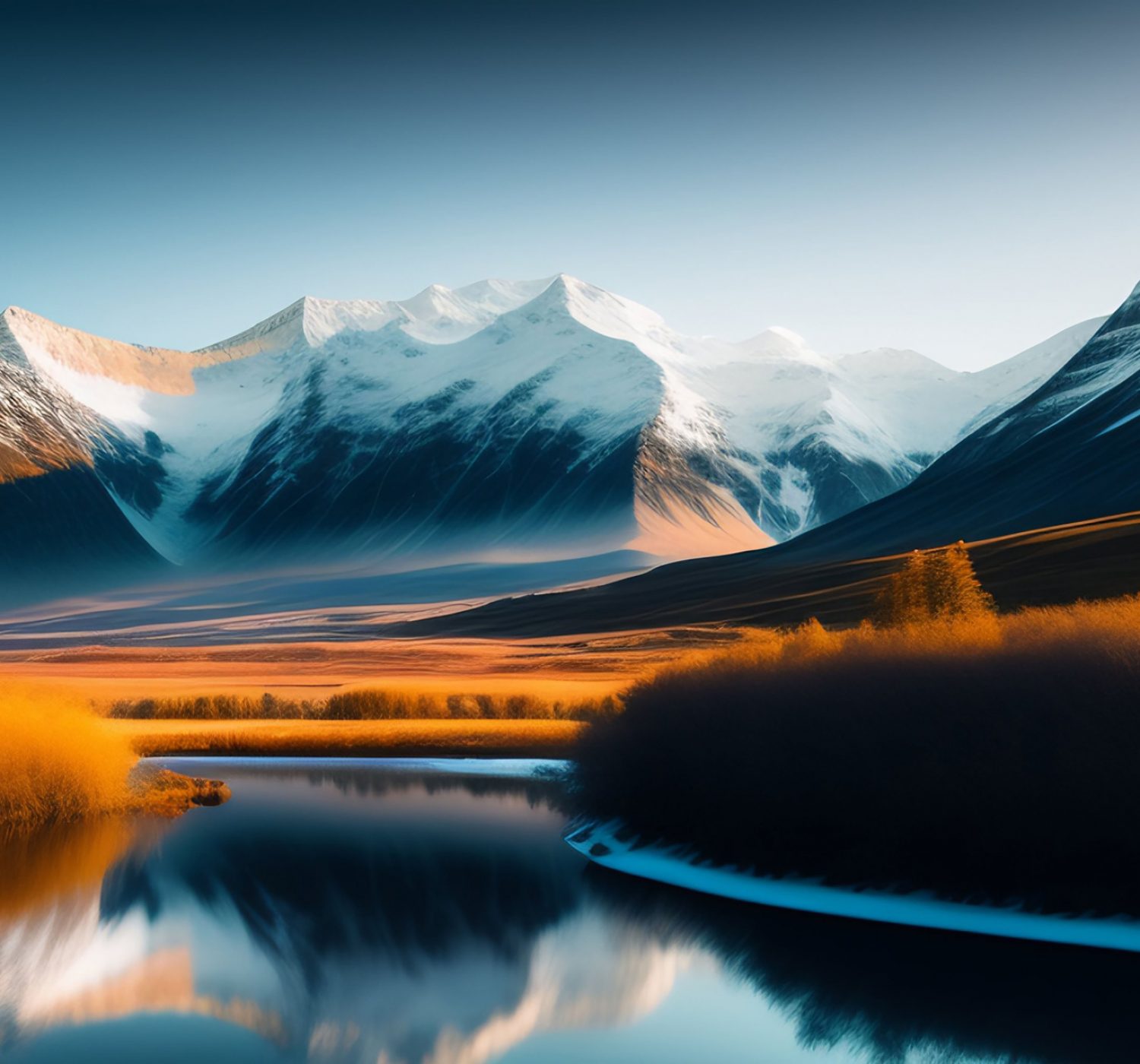 a-mountain-lake-with-snow-covered-mountains-in-the-background